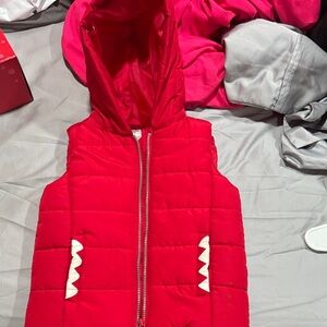 Red Hooded Puffer Vest